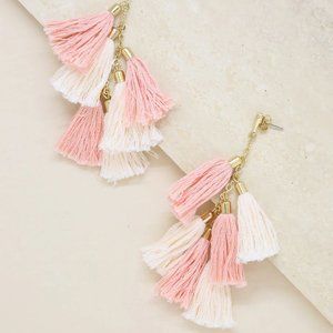 Ettika LA Pink Tassel Earrings 18kt Plated Nickel-Free Surgical Posts